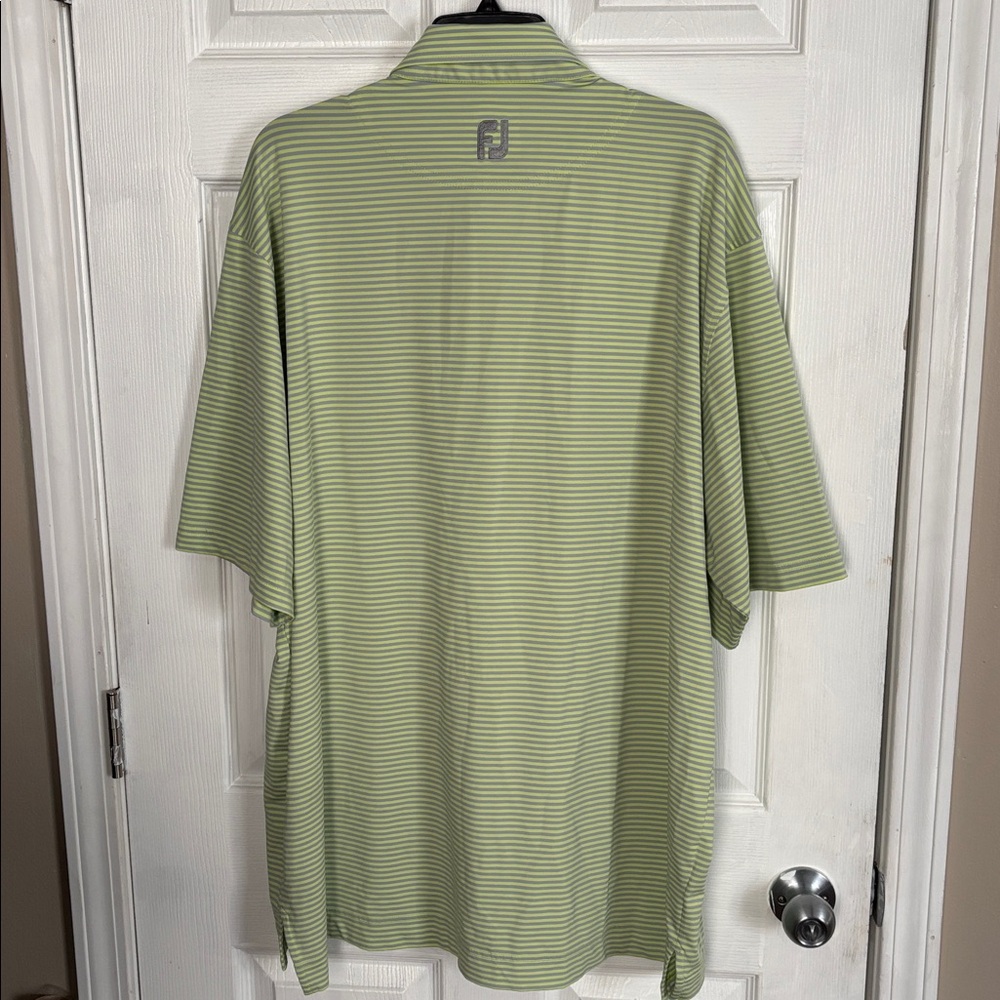 FootJoy Mens Golf Polo Shirt Size XXL Short Sleeve Stripe Green/Gray - Picture 6 of 6